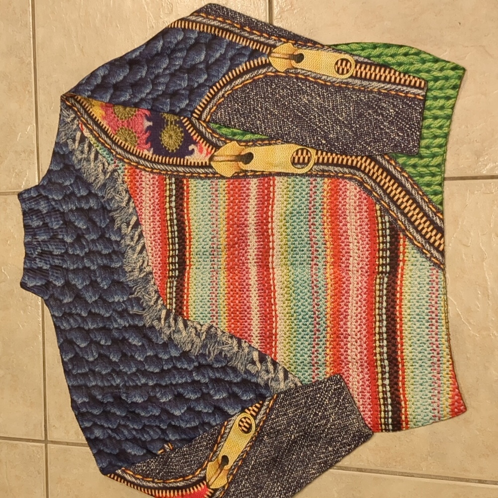 Colorful Floral Women's Turtleneck Sweater Size XXL